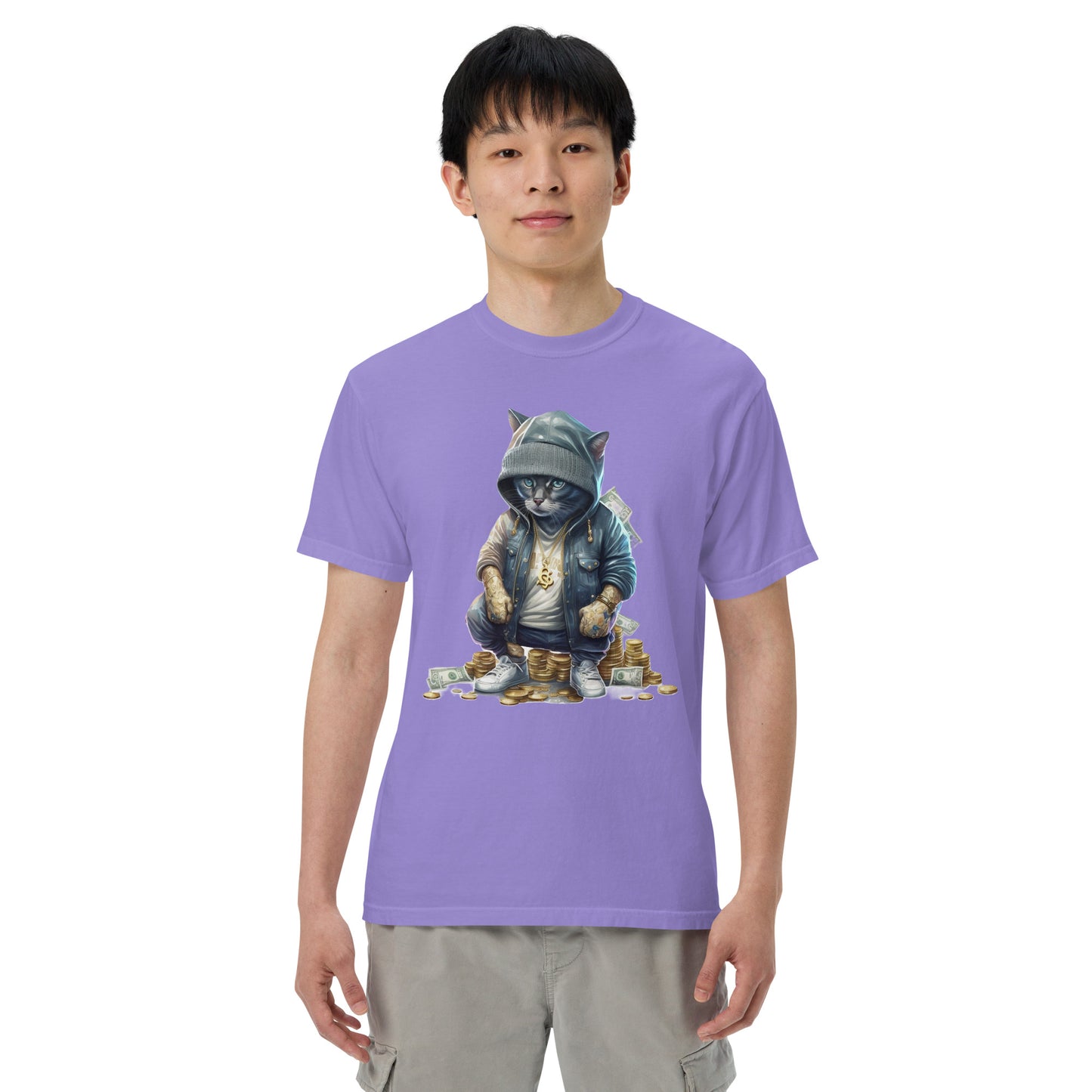 Stacks the Cat Men’s garment-dyed heavyweight t-shirt