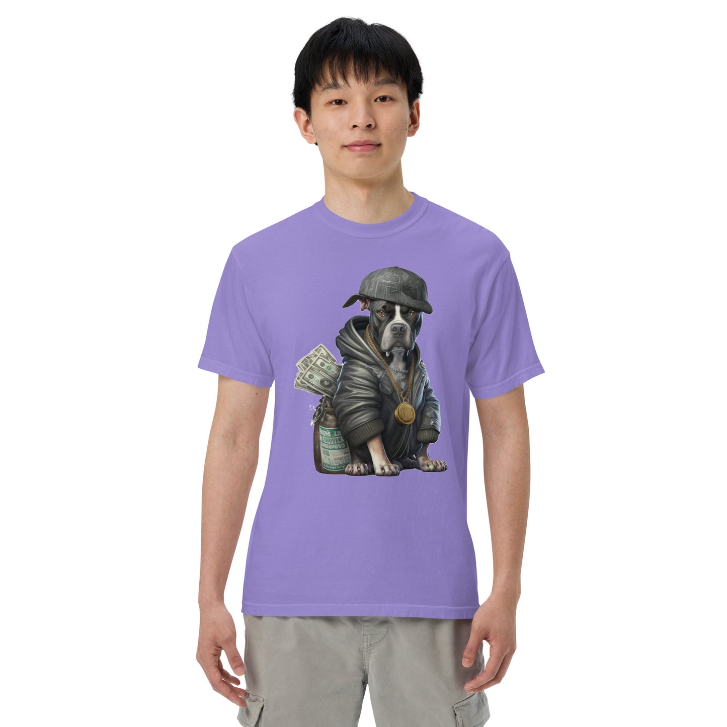 Cash the Pitbull Men’s garment-dyed heavyweight dog t-shirt