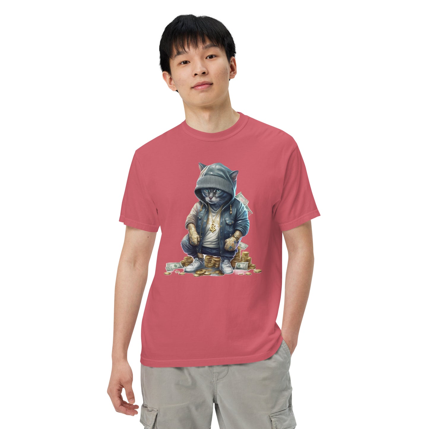 Stacks the Cat Men’s garment-dyed heavyweight t-shirt