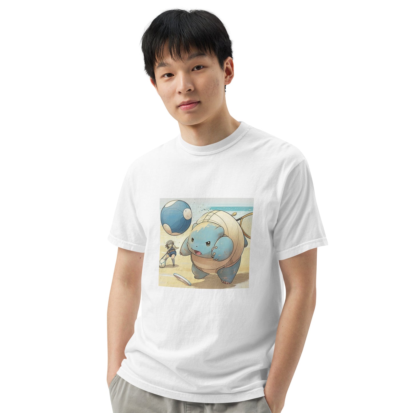 Blastoise at the Beach Men’s garment-dyed heavyweight t-shirt