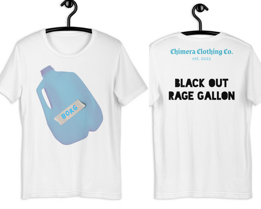 Blue BORG Drink Blackout Rage Gallon SOFT STYLE Unisex t-shirt