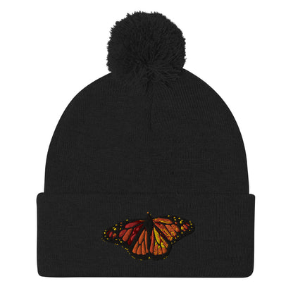 Monarch Butterfly Pom-Pom Beanie Hat