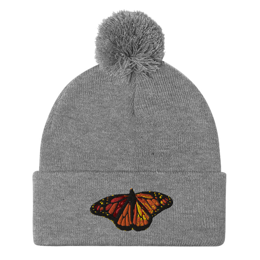 Monarch Butterfly Pom-Pom Beanie Hat