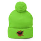 Blood Splatter Lime Green Pom-Pom Beanie Hat