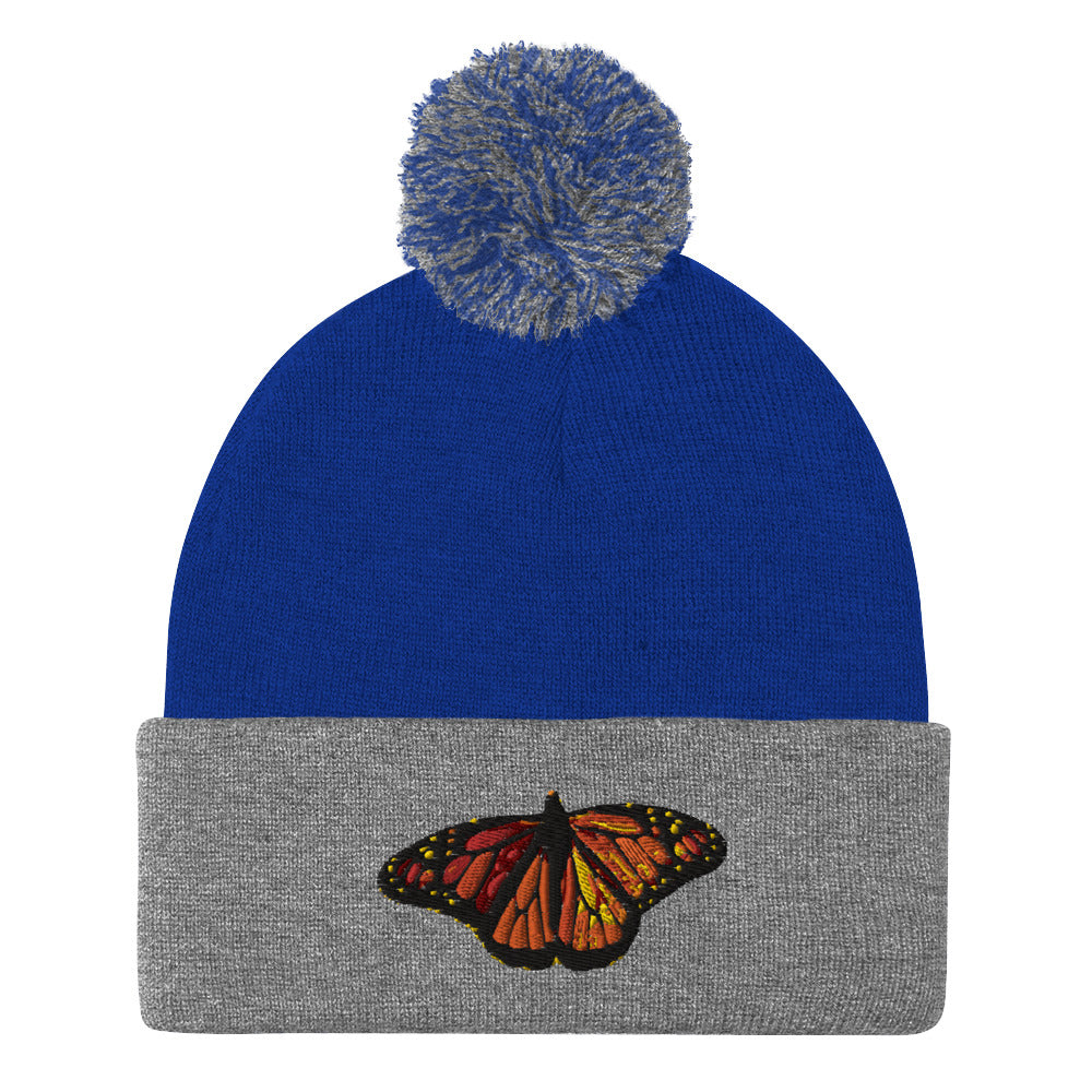 Monarch Butterfly Pom-Pom Beanie Hat