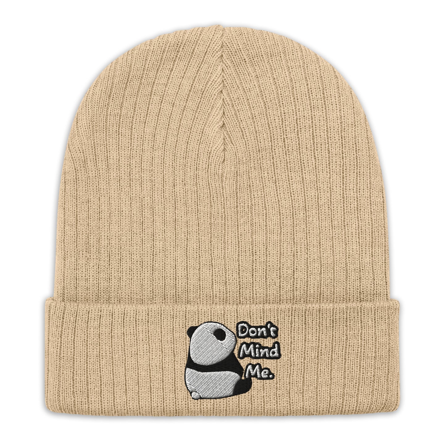 Don't Mind Me Panda Ribbed knit beanie hat