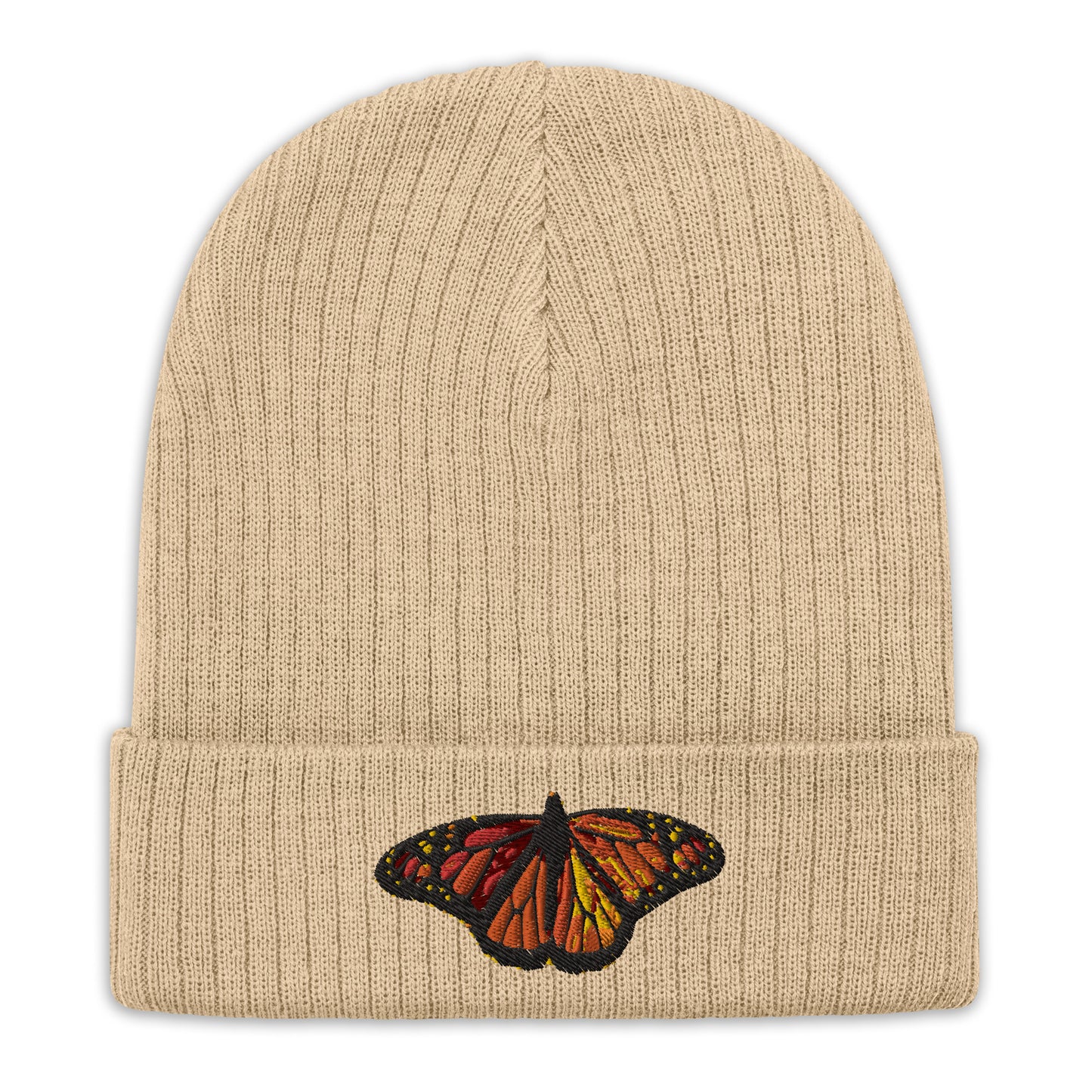 Monarch Butterfly Ribbed knit beanie Hat