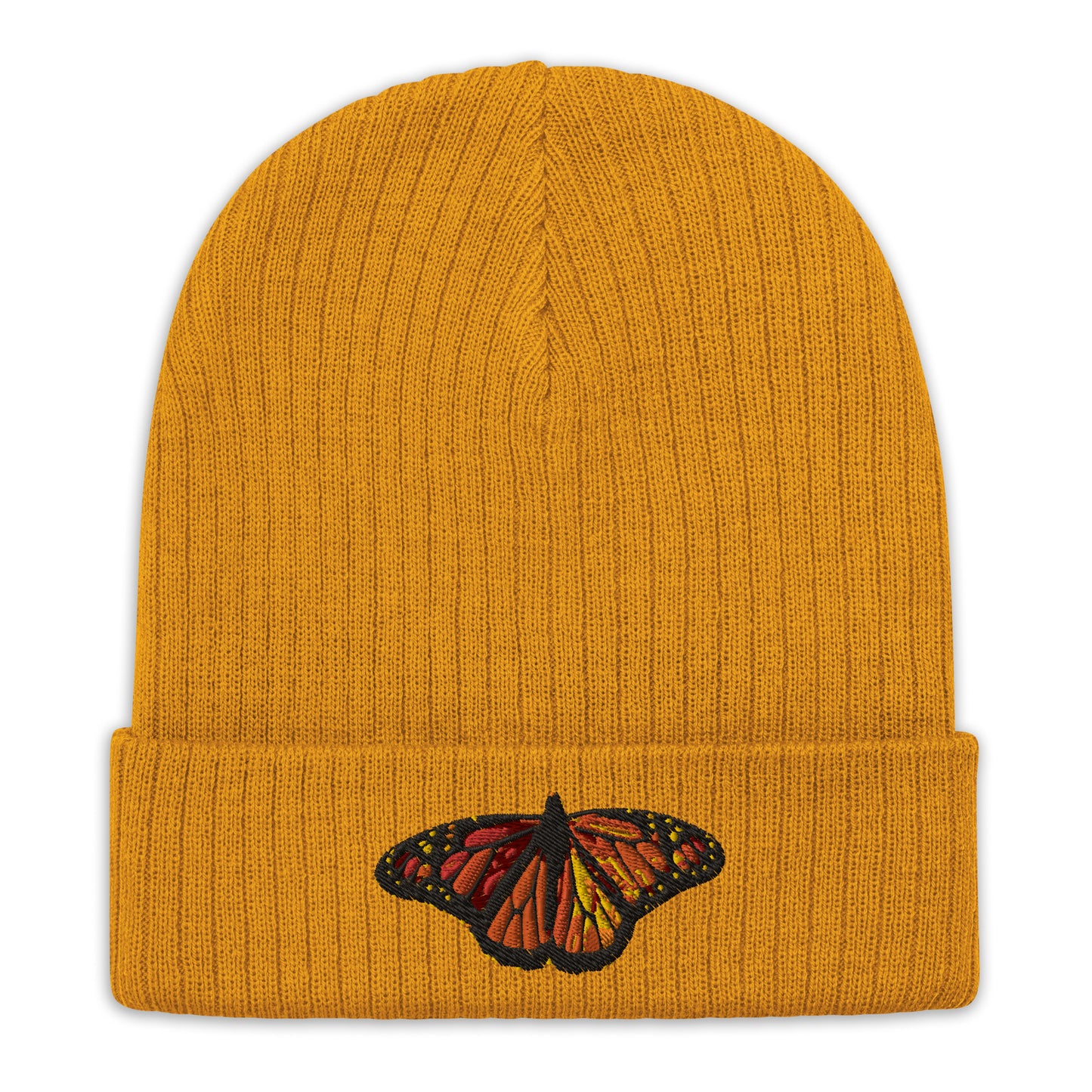 Monarch Butterfly Ribbed knit beanie Hat