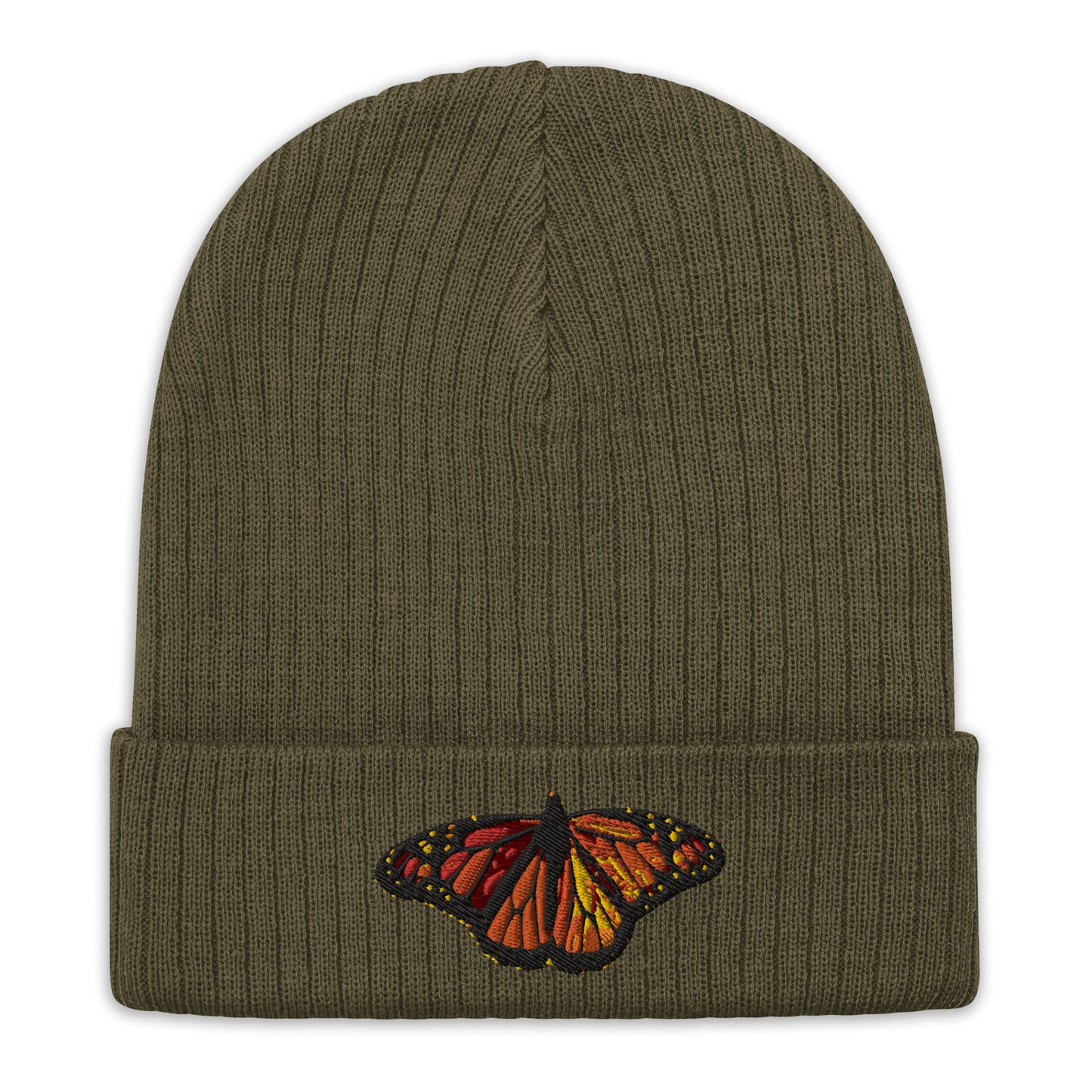 Monarch Butterfly Ribbed knit beanie Hat