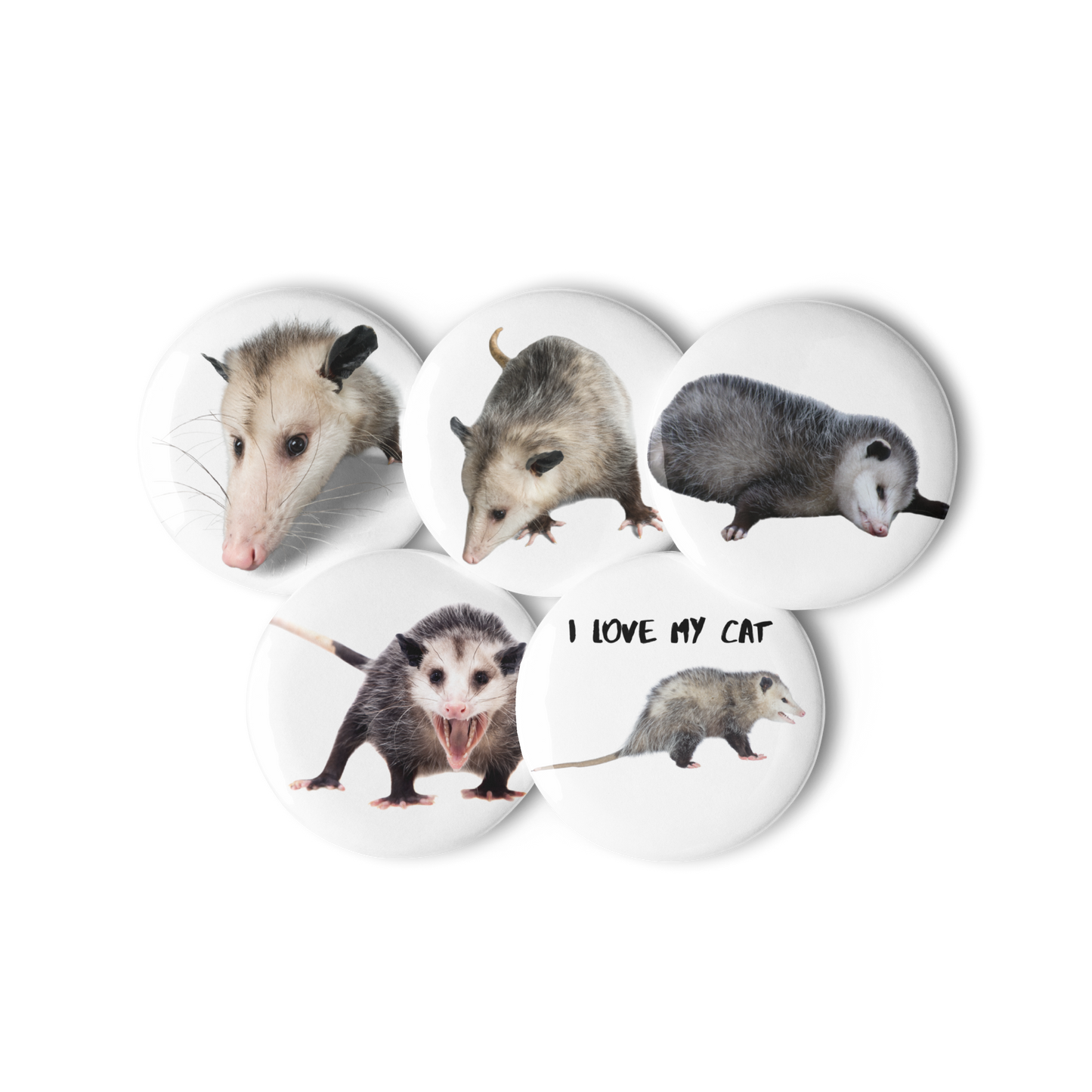 Handmade Opposum Set of pin buttons