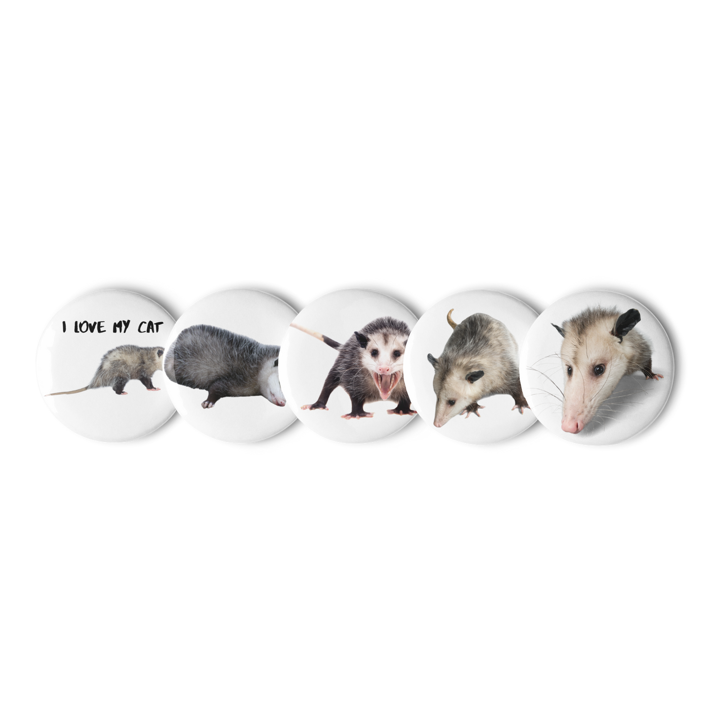 Handmade Opposum Set of pin buttons