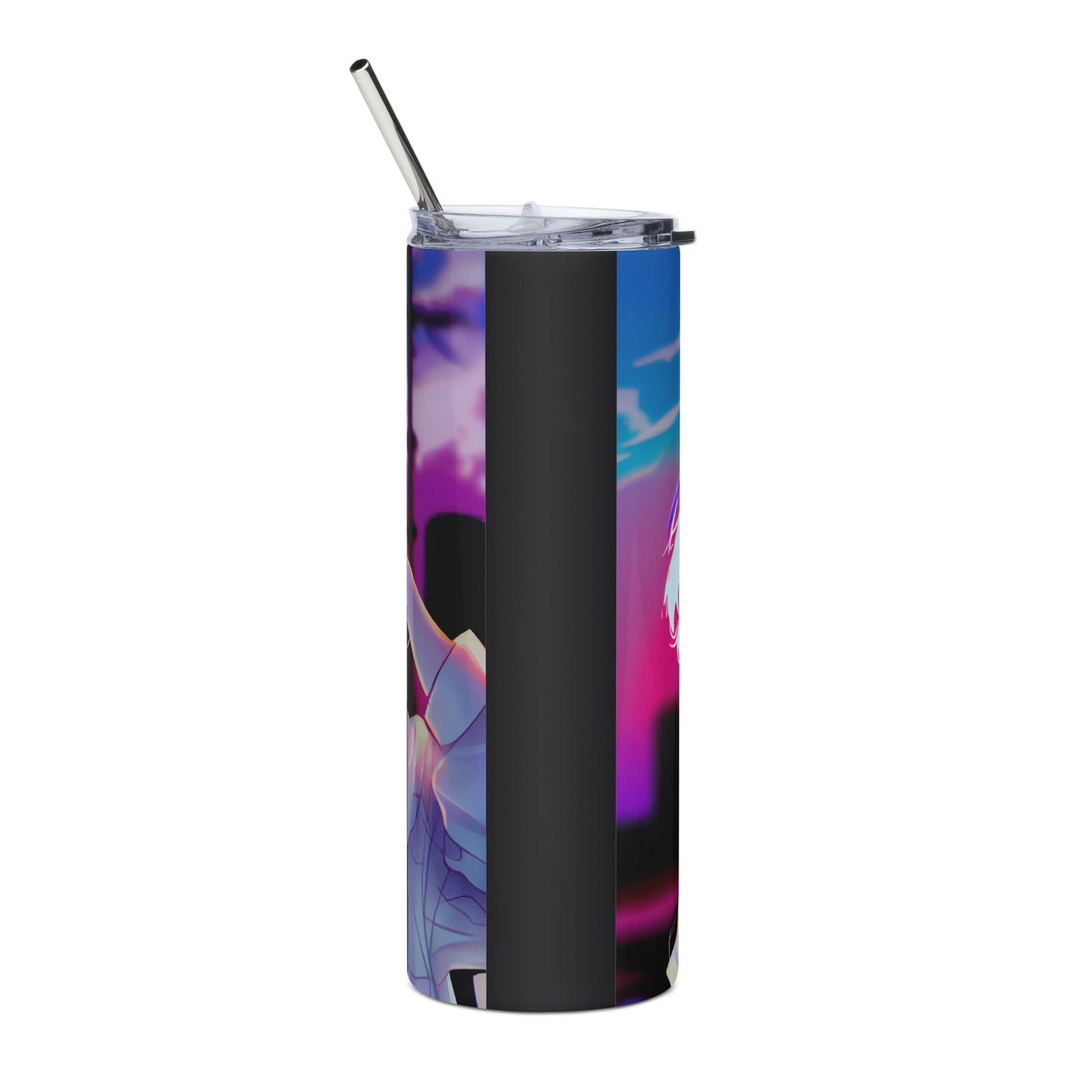 Anime Cat Girl Stainless steel tumbler cup with metal straw