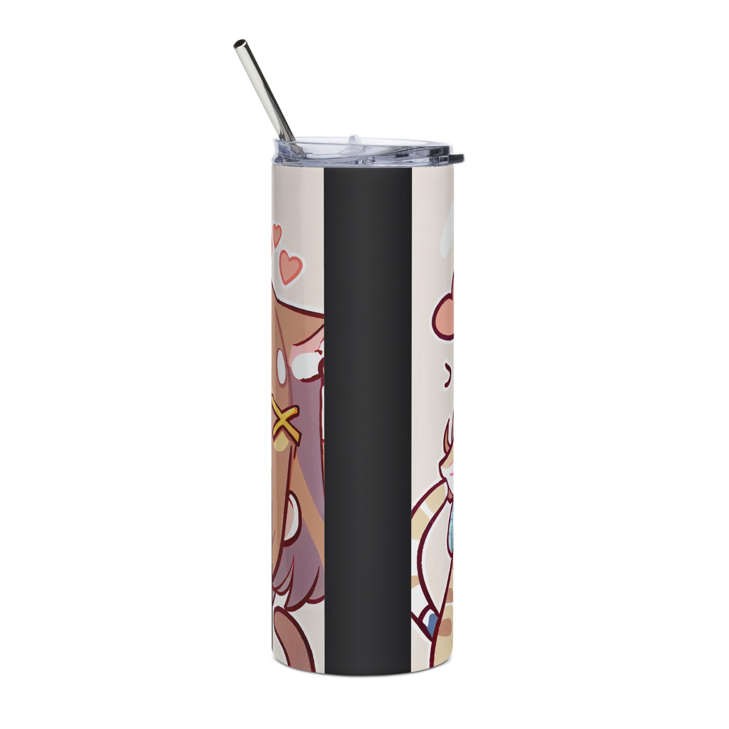 Anime Cat Girl #4 Stainless steel tumbler cup with metal straw