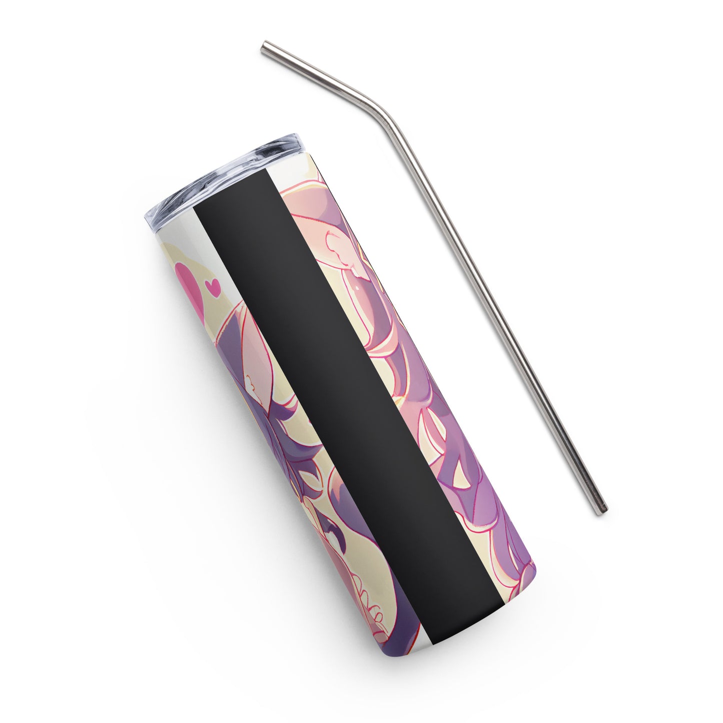 Anime Cat Girl #8 Stainless steel tumbler cup with metal straw