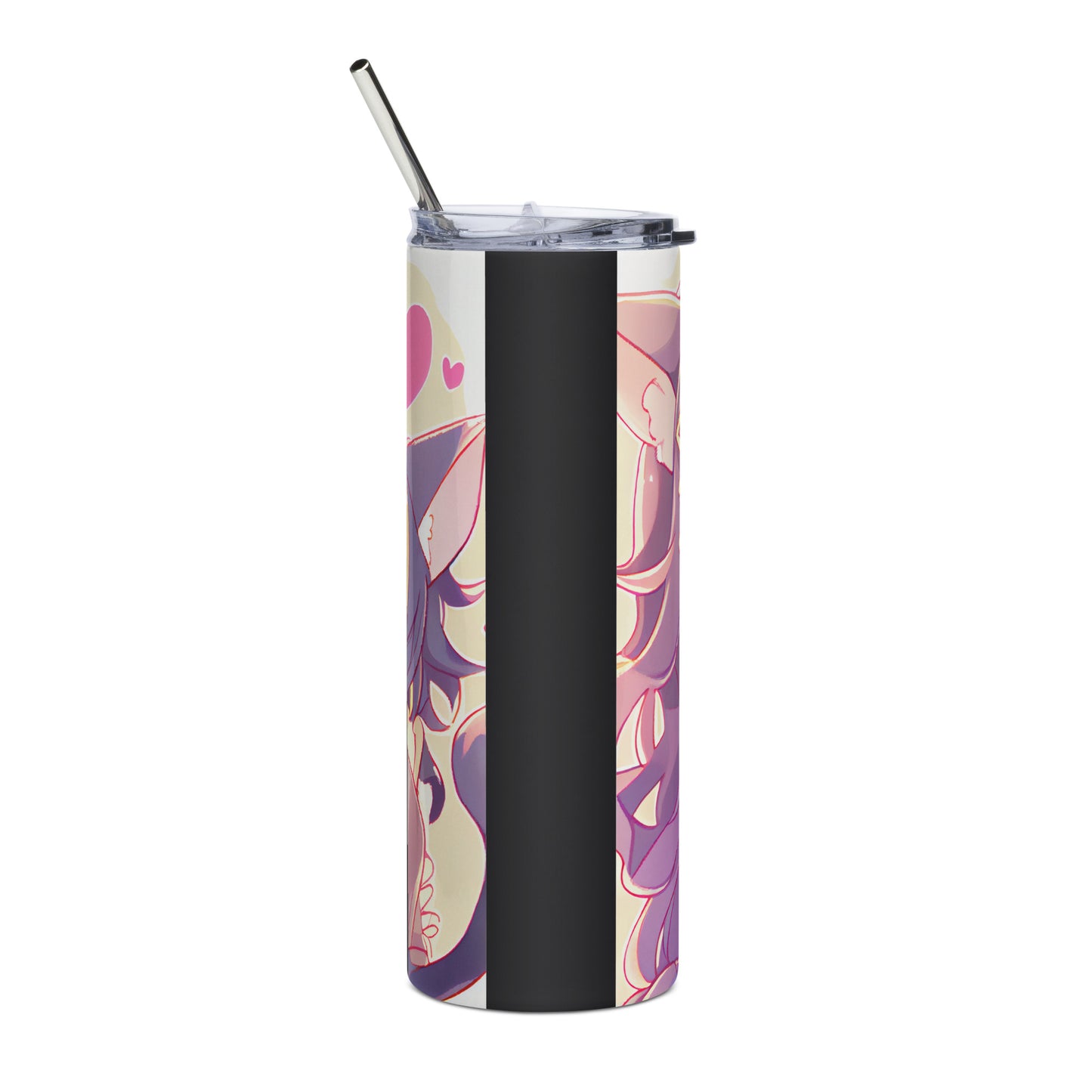 Anime Cat Girl #8 Stainless steel tumbler cup with metal straw