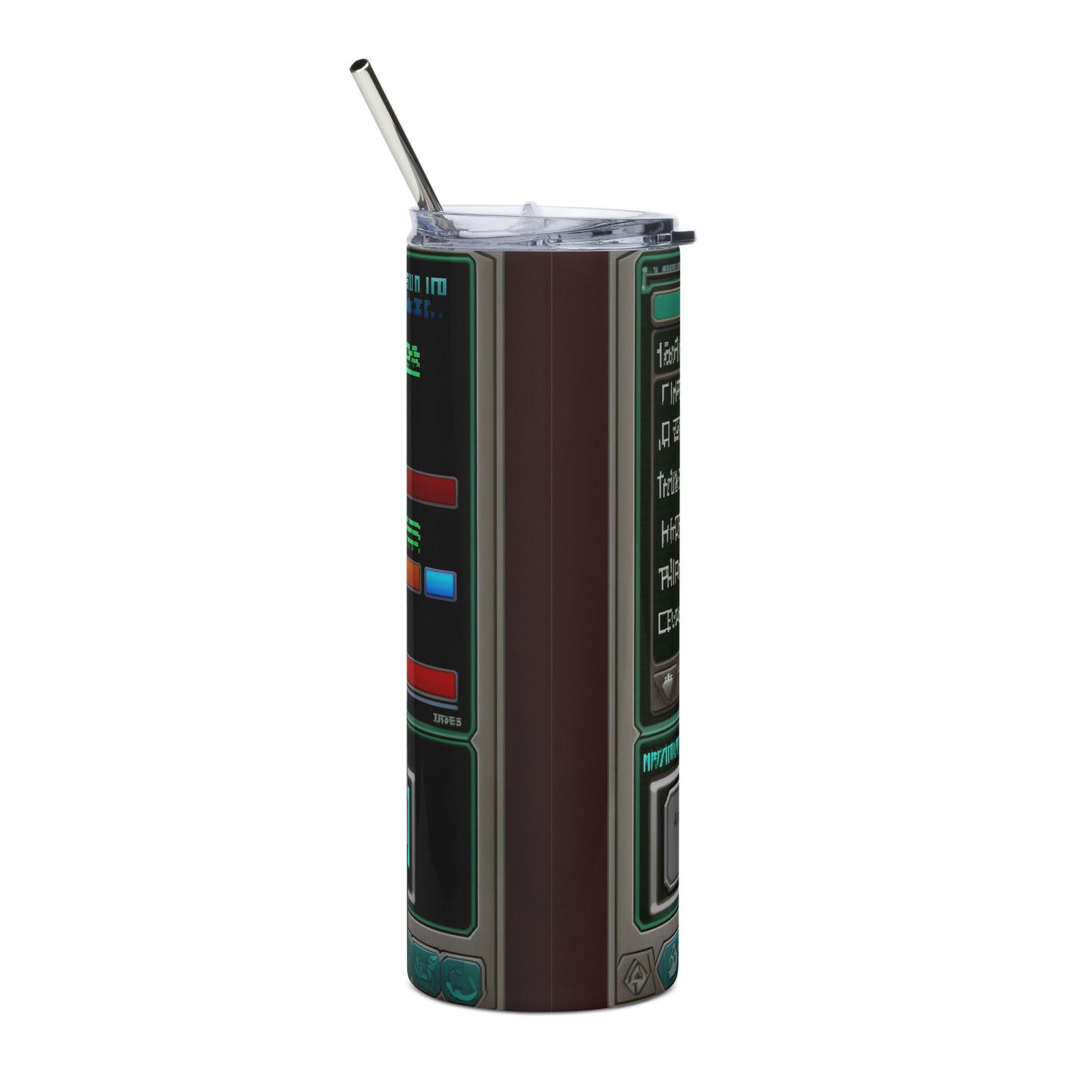 Hatsune Miku video game screen Stainless steel tumbler cup with metal straw