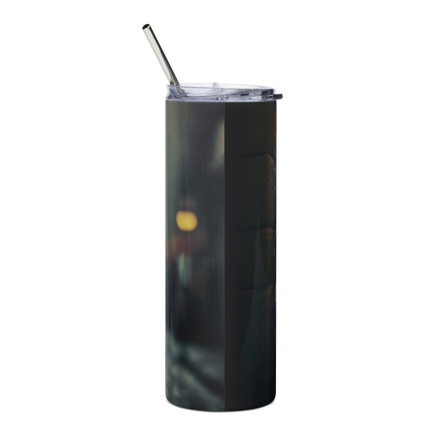 Clown in the Rain Stainless steel tumbler cup with metal straw