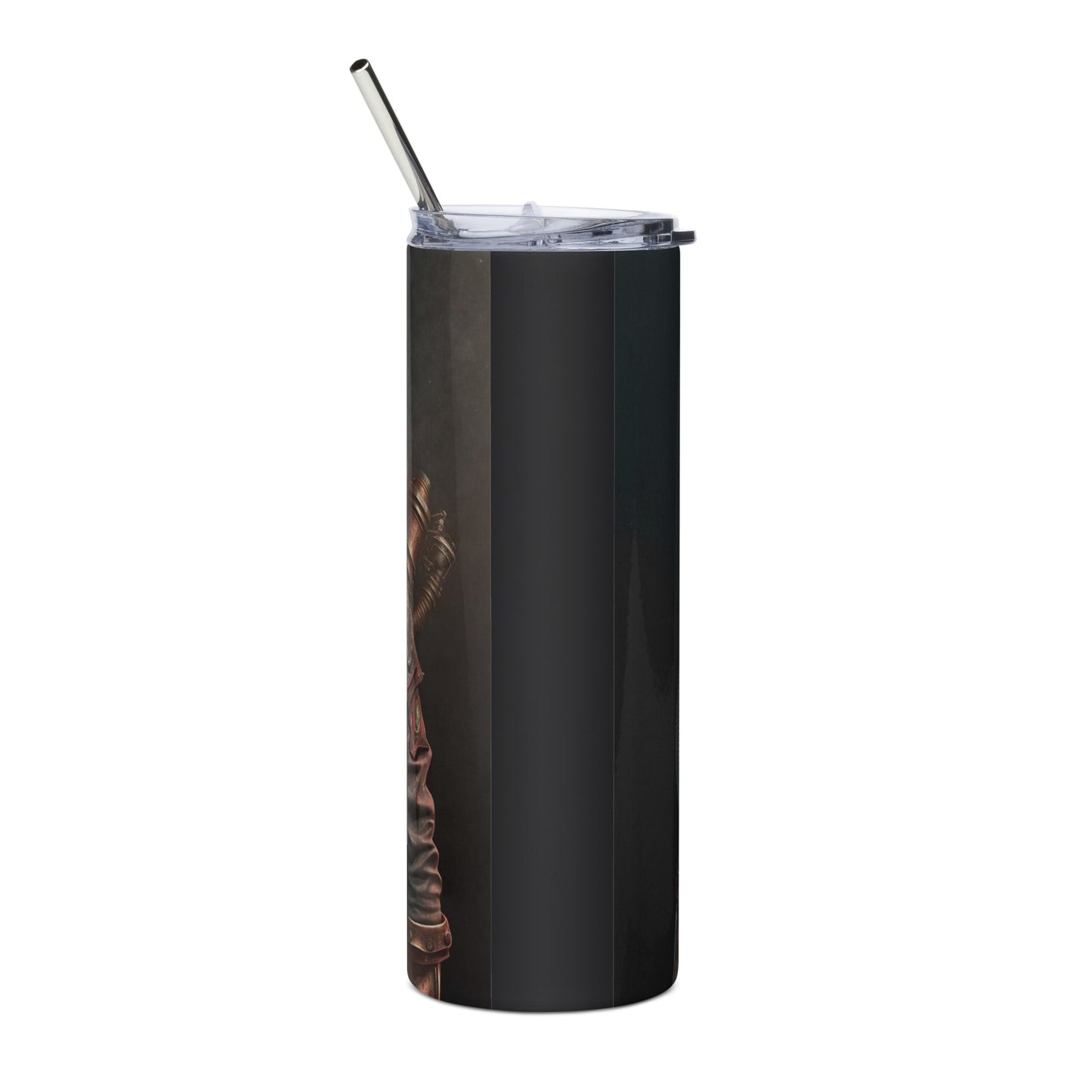 Steampunk Mario Stainless steel tumbler cup with metal straw