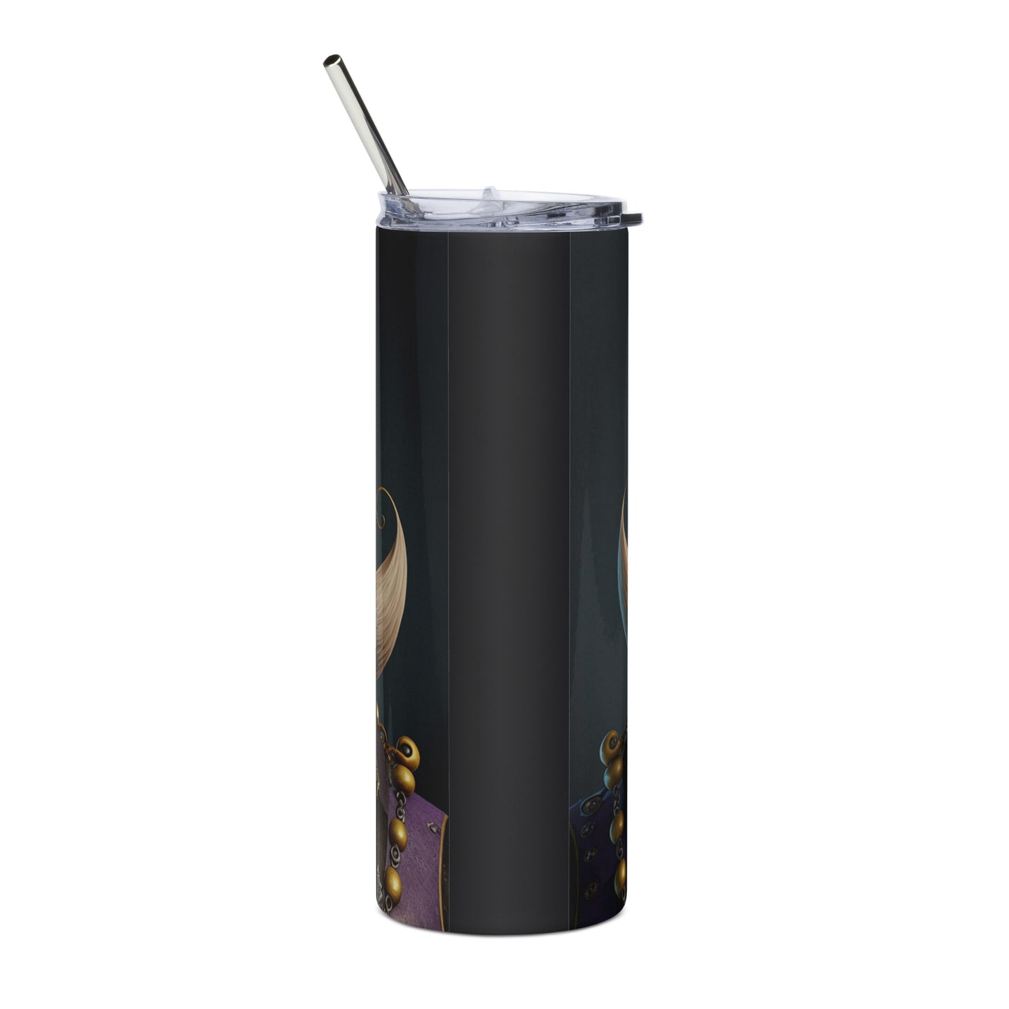 Steampunk Wario Stainless steel tumbler cup with metal straw