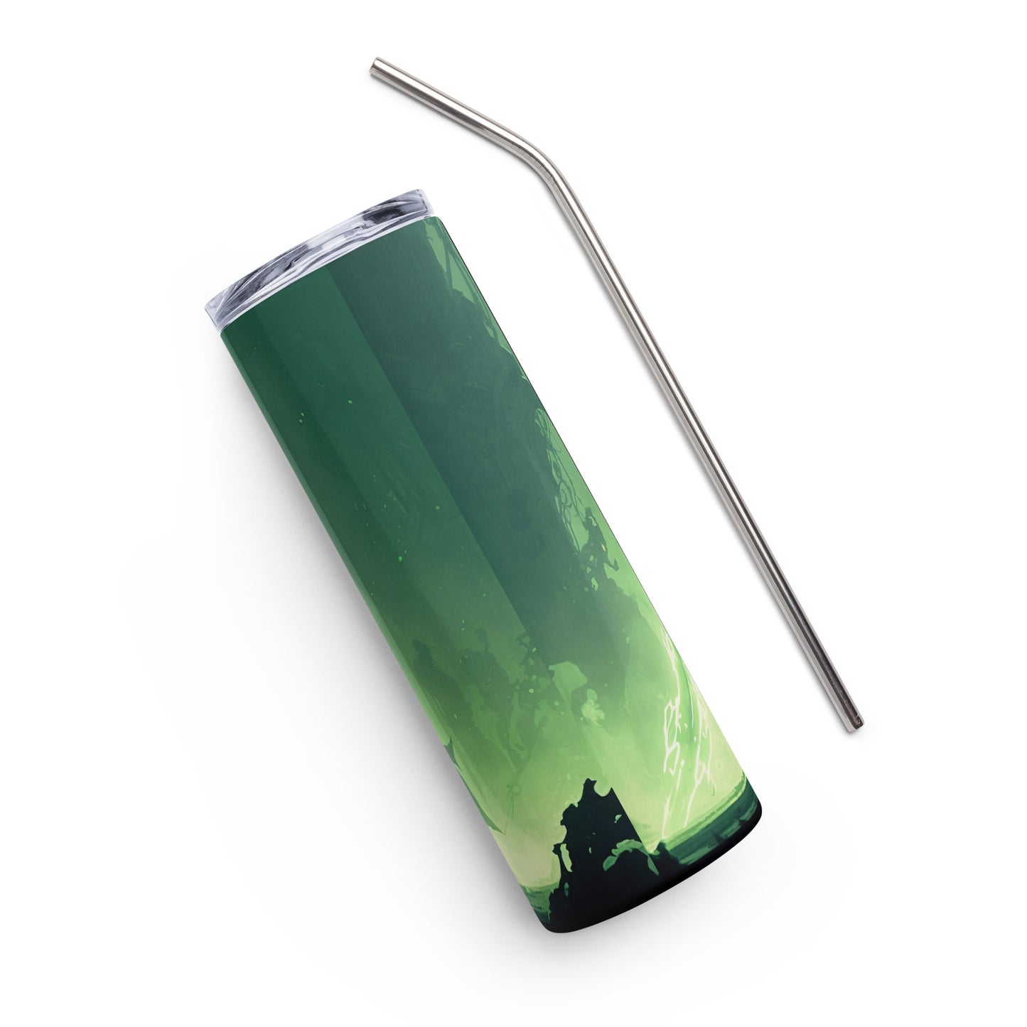 Necro Knight Stainless steel tumbler cup with metal straw