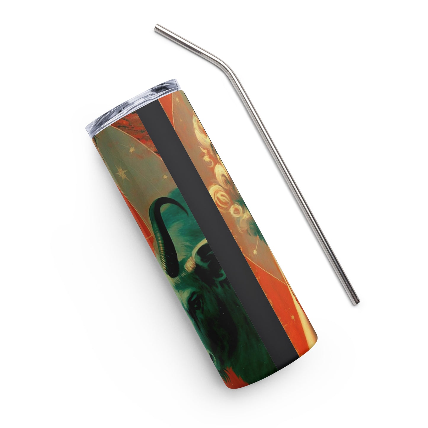 Devil Beauty #1 Stainless steel tumbler cup with metal straw