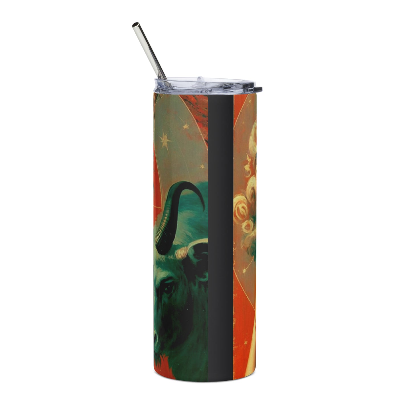 Devil Beauty #1 Stainless steel tumbler cup with metal straw