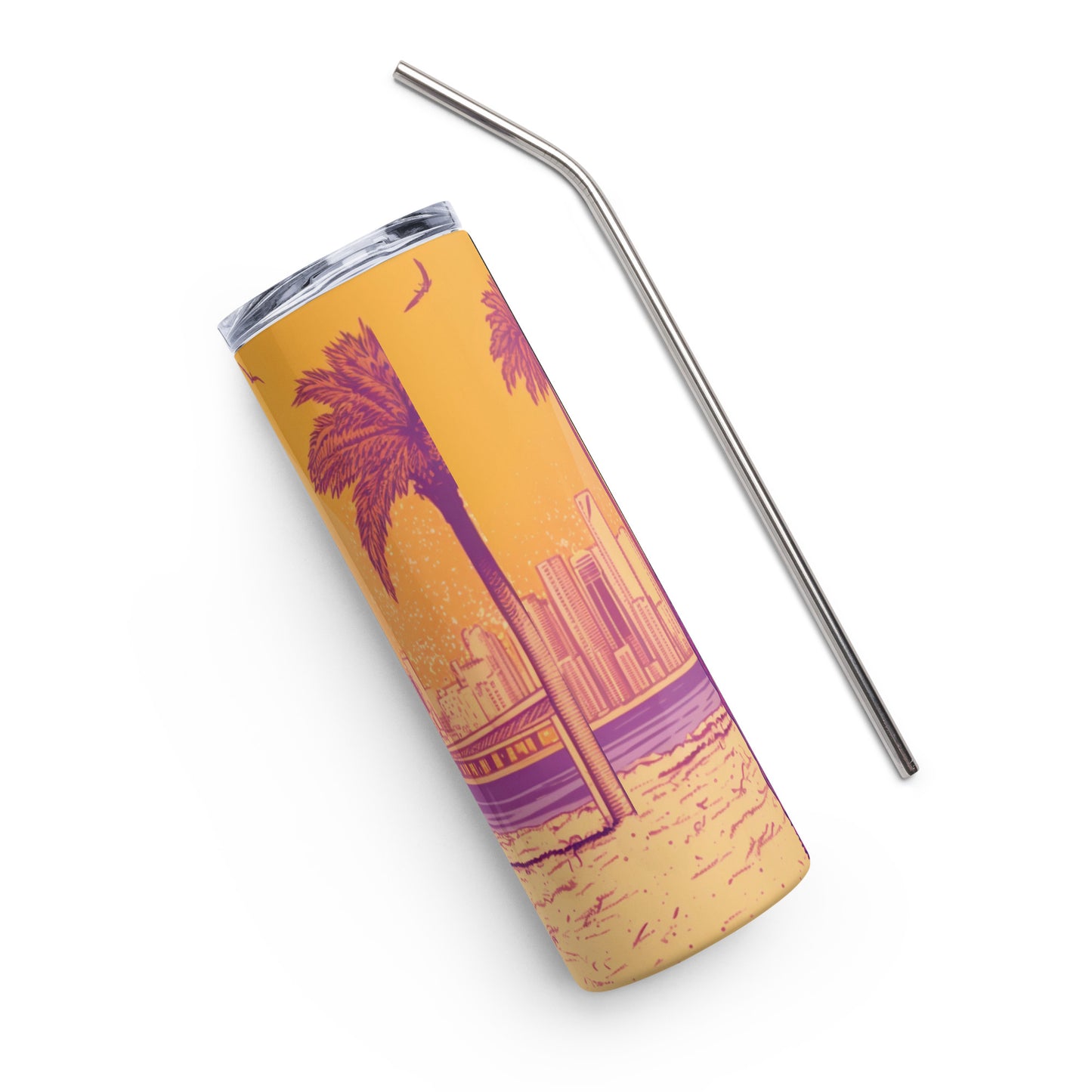 Miami Vice Cheetah #1 Stainless steel tumbler cup with metal straw