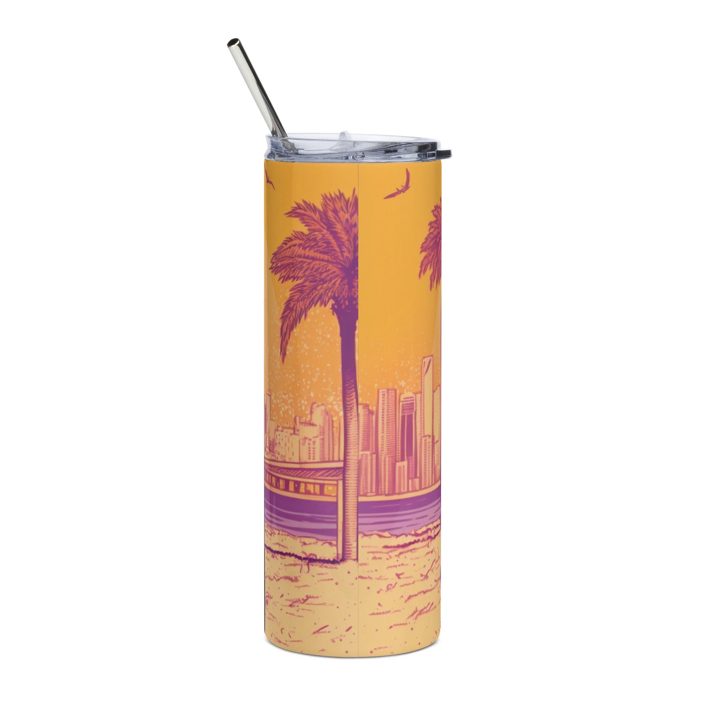 Miami Vice Cheetah #1 Stainless steel tumbler cup with metal straw