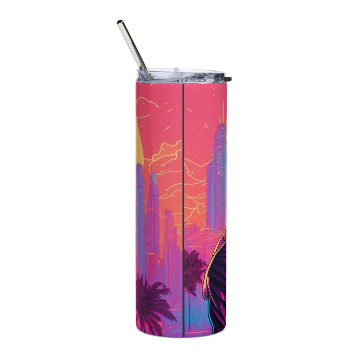 Miami Vice Cheetah #3 Stainless steel tumbler cup with metal straw