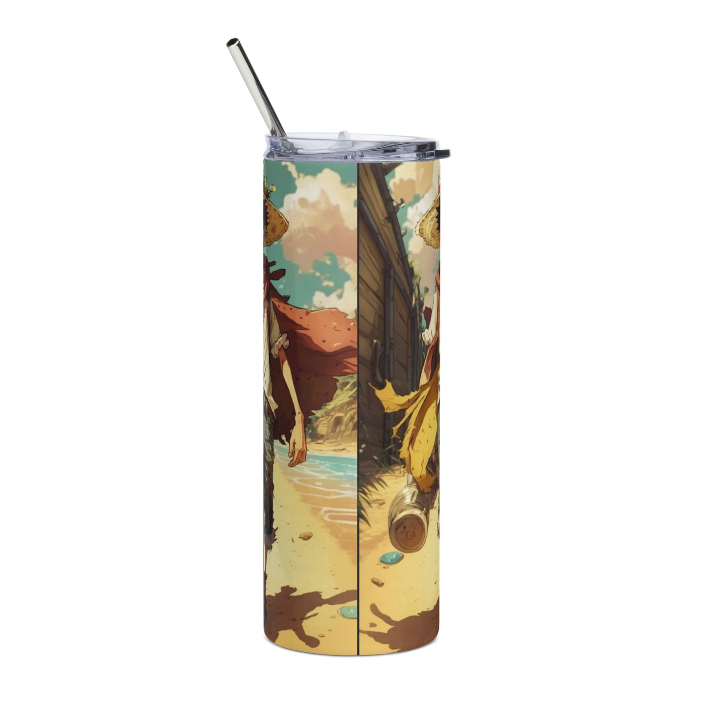 ONEPIECE Luffy Stainless steel tumbler cup with metal straw