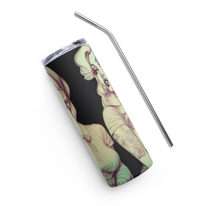 Sexy Pin-up Girl #1 Stainless steel tumbler cup with metal straw