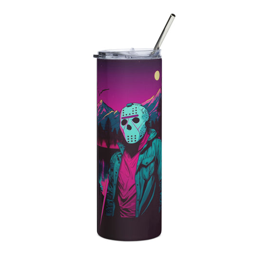 Vaporwave killer Jason Voorhees Stainless steel tumbler Cup with Metal Straw