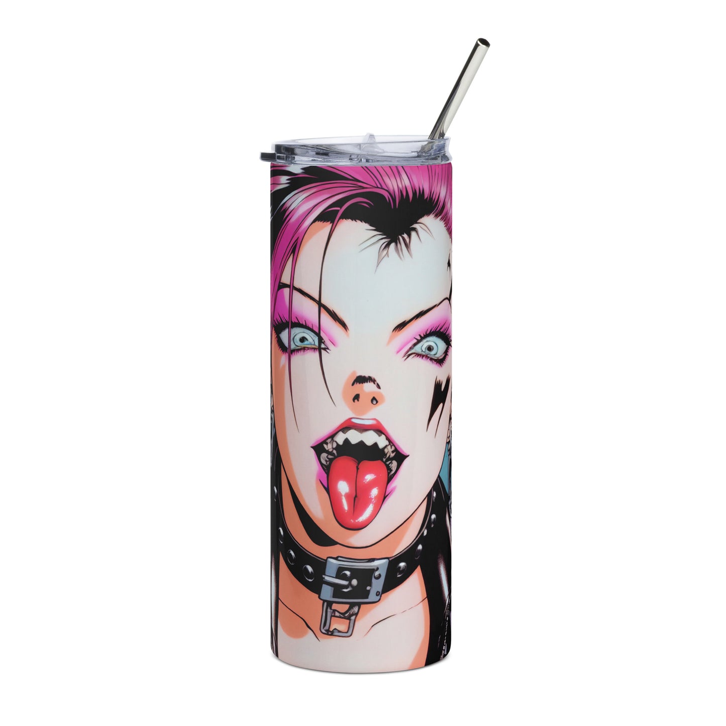 Punk Girl #1 Stainless steel tumbler cup with metal straw