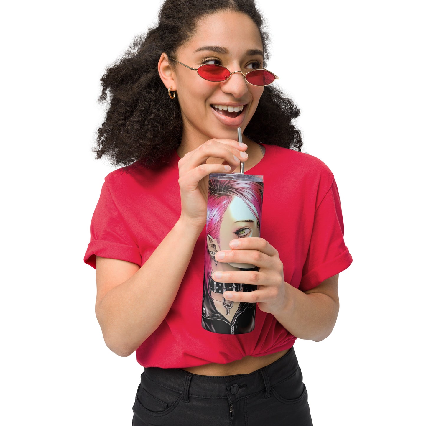 Punk Girl #2 Stainless steel tumbler with metal straw