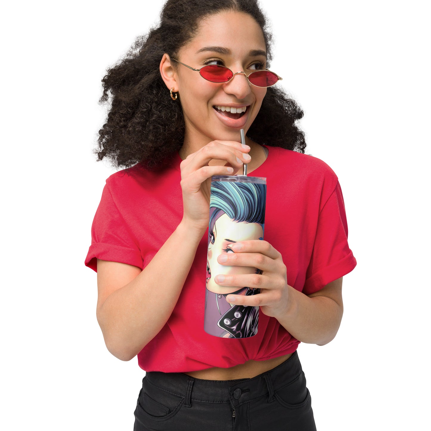 Punk Girl #3 Stainless steel tumbler with metal straw