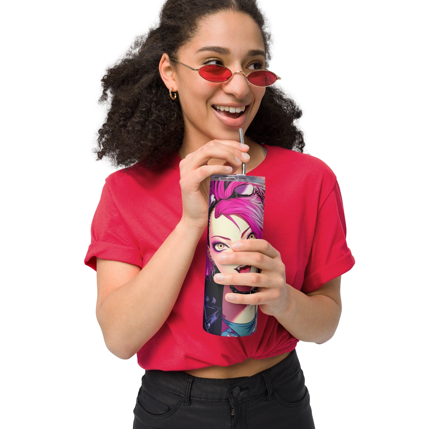 Punk Girl #4 Stainless steel tumbler with metal straw