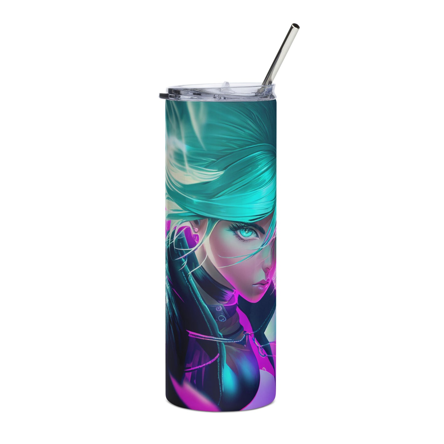 Anime Girl #2 Stainless steel tumbler cup with metal straw