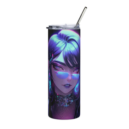 Anime Girl #3 Stainless steel tumbler cup with metal straw