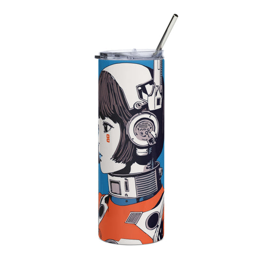 Astronaut Girl Stainless steel tumbler cup with metal straw