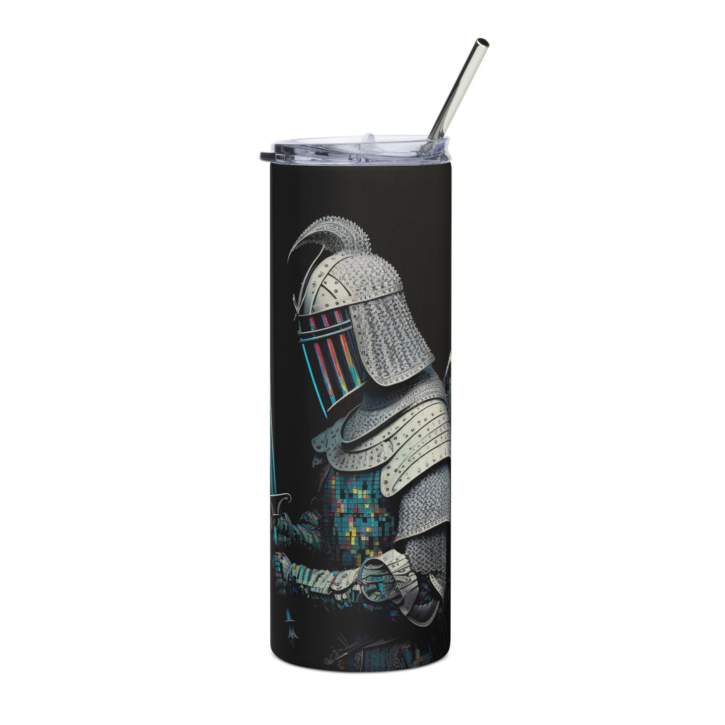 Rainbow Knight Stainless steel tumbler cup with metal straw