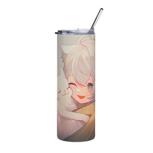 Anime Cat Girl #3 Stainless steel tumbler cup with metal straw