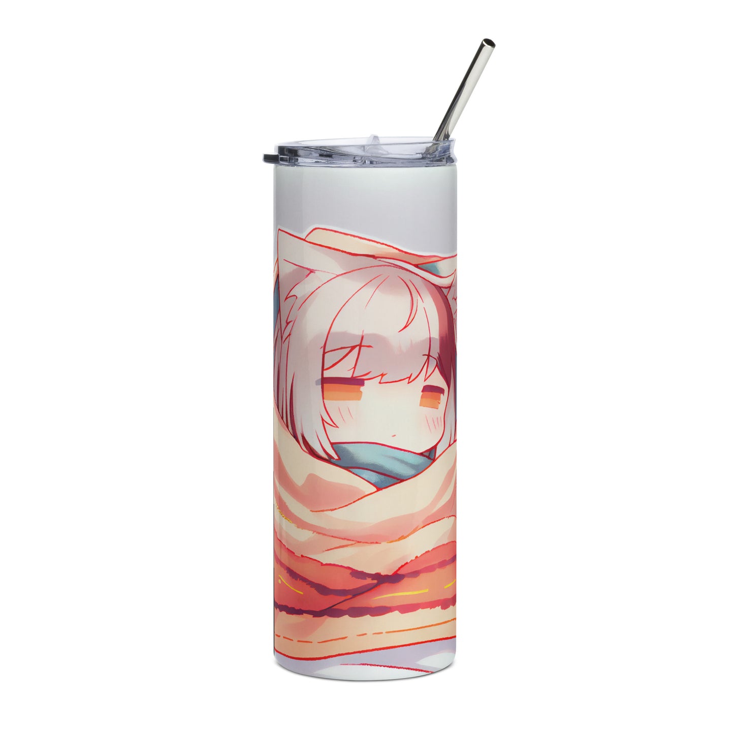 Anime Cat Girl #7 Stainless steel tumbler cup with metal straw