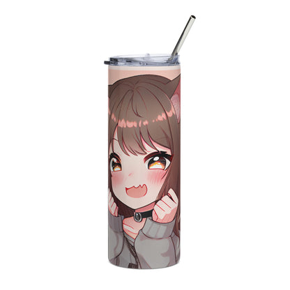 Anime Cat Girl #9 Stainless steel tumbler cup with metal straw