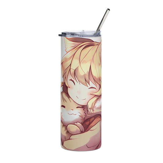 Anime Cat Girl #10 Stainless steel tumbler cup with metal straw