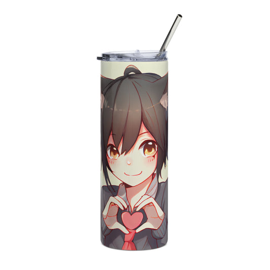 Anime Cat Girl #12 Stainless steel tumbler cup with metal straw