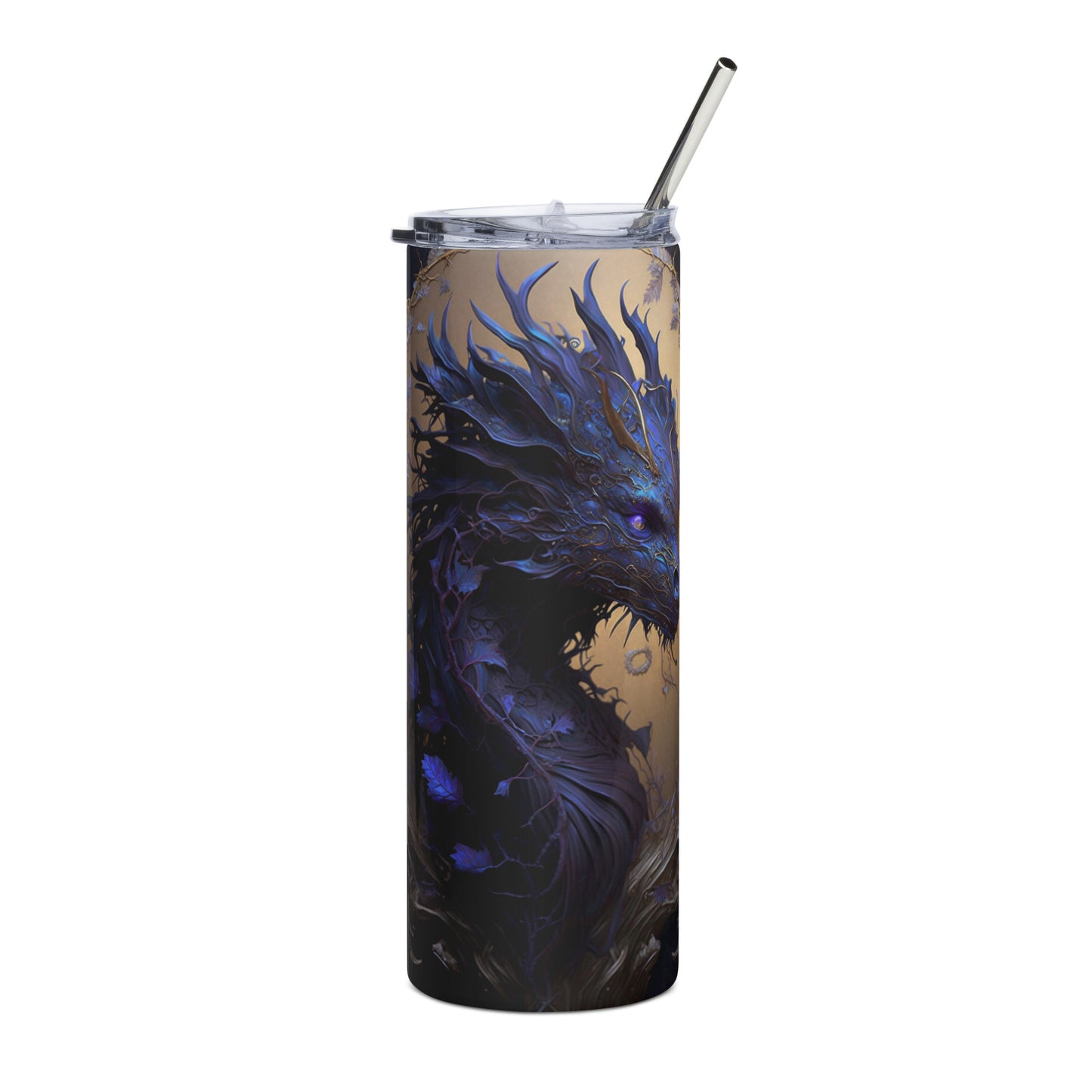 Dragon #10 Stainless steel tumbler cup with metal straw