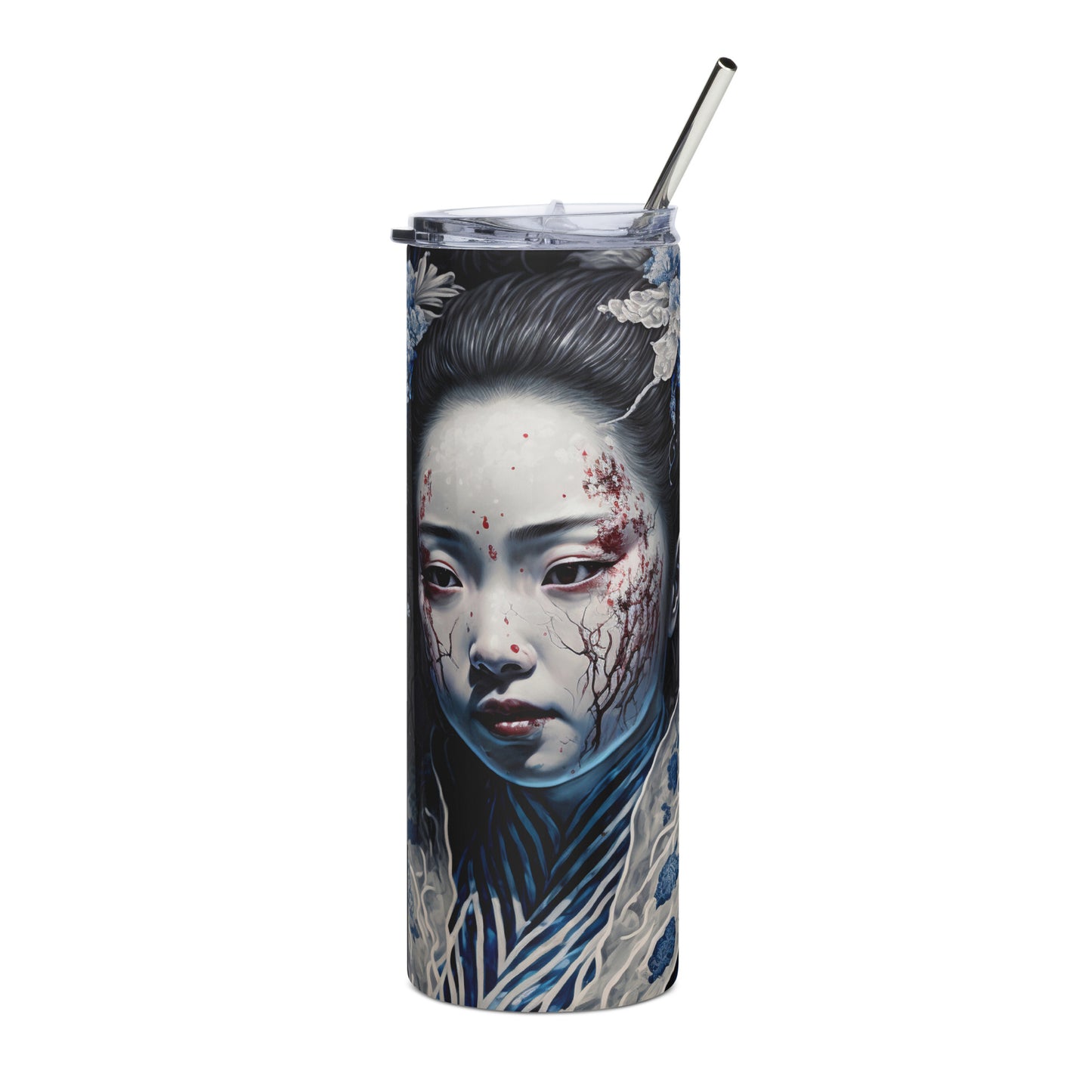 Geisha Beauty Stainless steel tumbler cup with metal straw