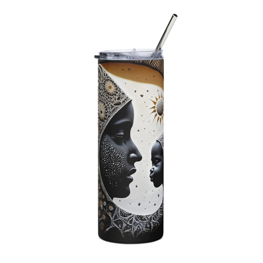 A Mother's Love Stainless steel tumbler cup with metal straw