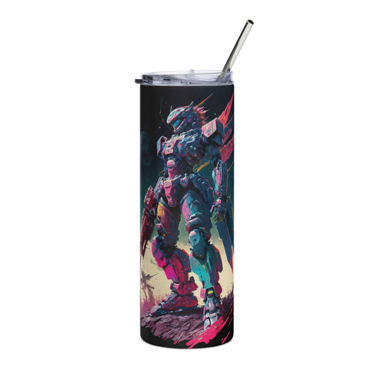 Space Robot #2 Stainless steel tumbler cup with metal straw