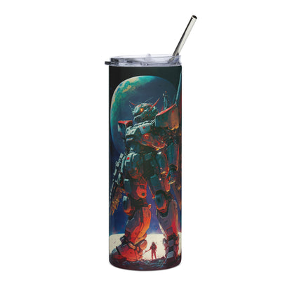 Space Robot #7 Stainless steel tumbler with metal straw